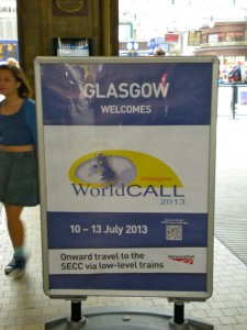 Glasgow Welcomes sign at the Central Train Station. 