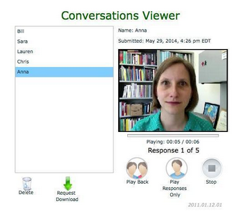 Conversations interface of video and student responses.