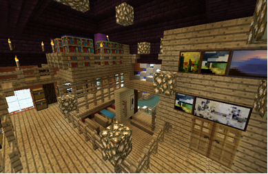 Minecraft interior of building.