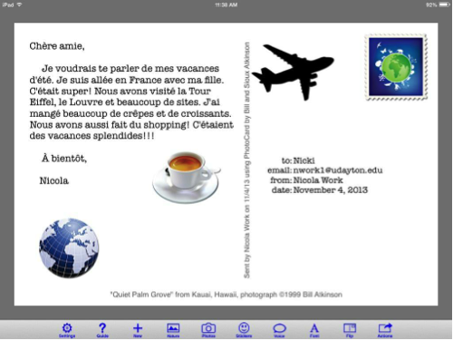 Photocard app screenshot in French language.