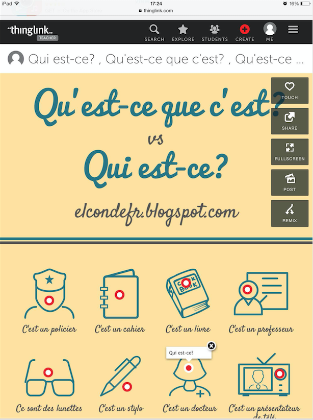 ThinkLink French learning activity.
