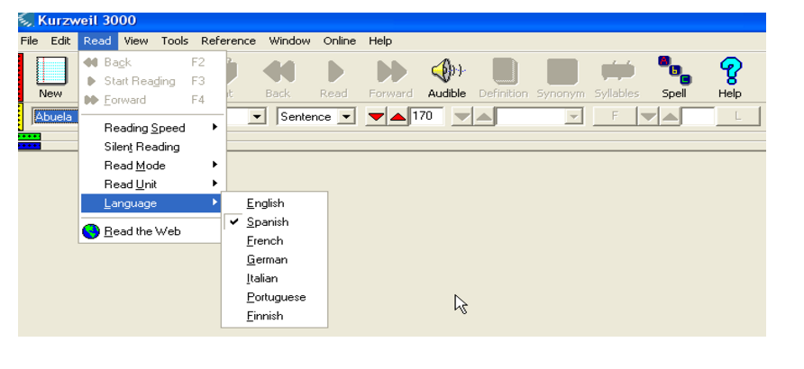 Kurzweil: Multiple reading languages available.