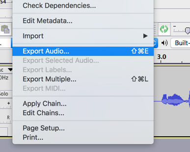 How to use and export audio files from Audacity.