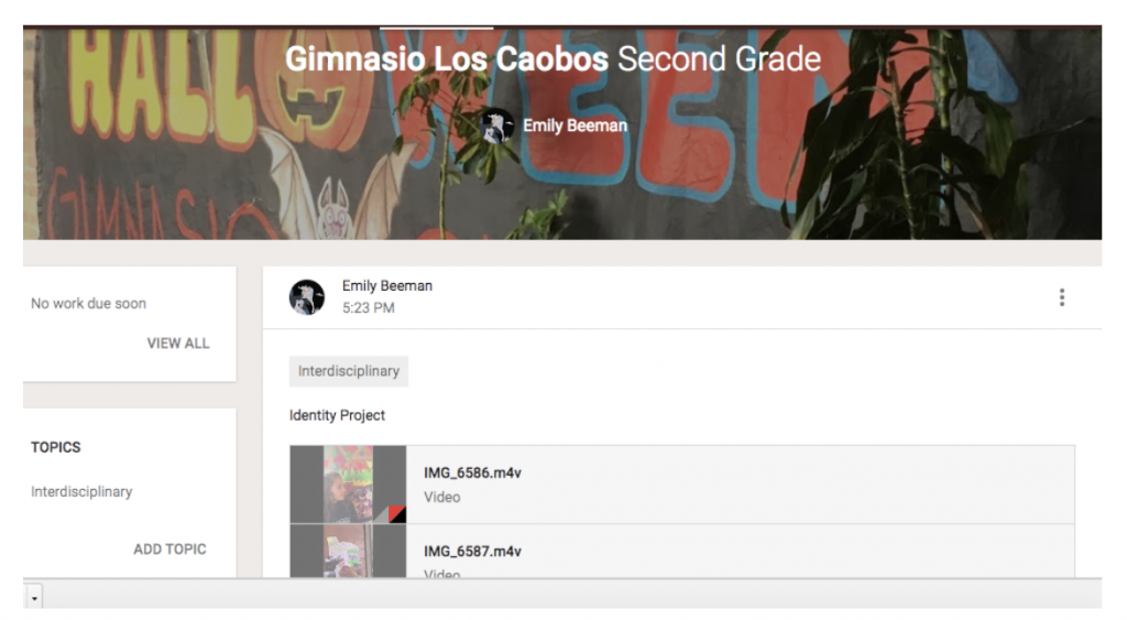 Google Classroom for the second grade class of Gimnasio Los Caobos.