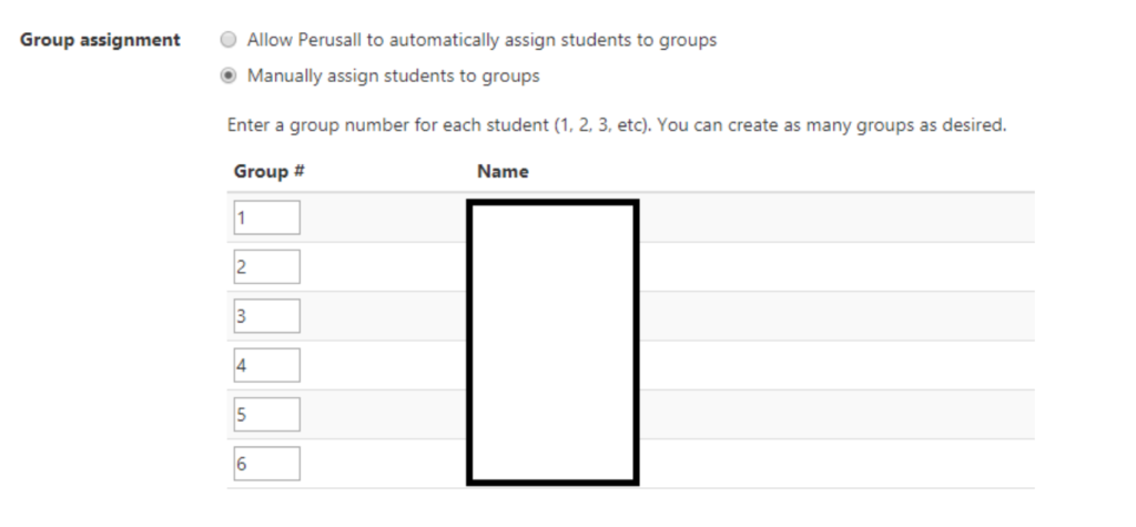 Demonstrates instructors view on creating and assigning students in group assignments.