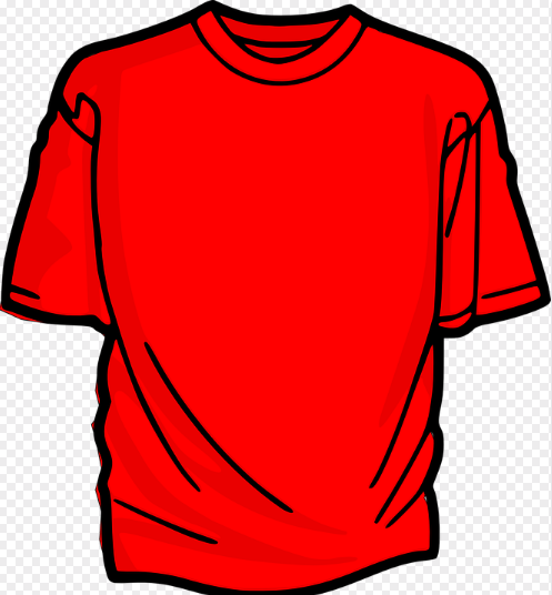 Red t-shirt vector image found on Pixabay.