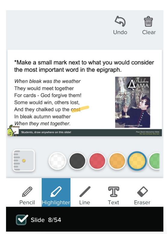 Demonstrates students annotations as a response.