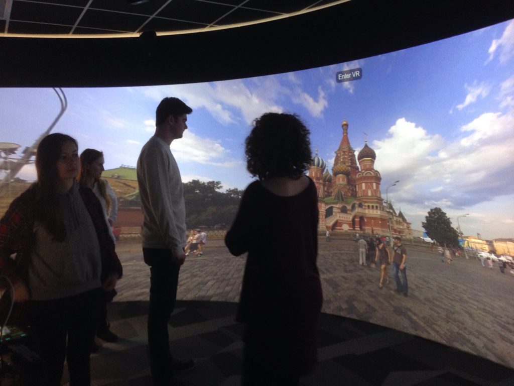 Picture 2 - Students in the 360 room, on “Red Square”
