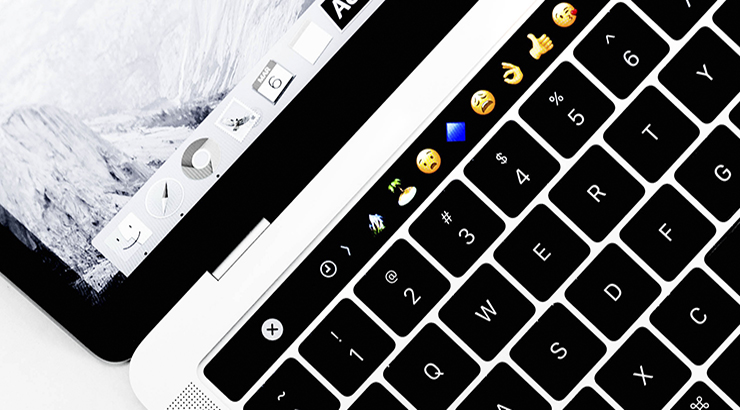 laptop keyboard with emoji as keys