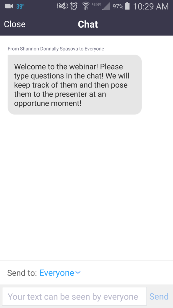 The chat window