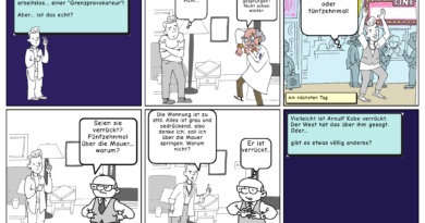 Student-created comic strip relating story of Herr Kabe (shared with permission of the student)