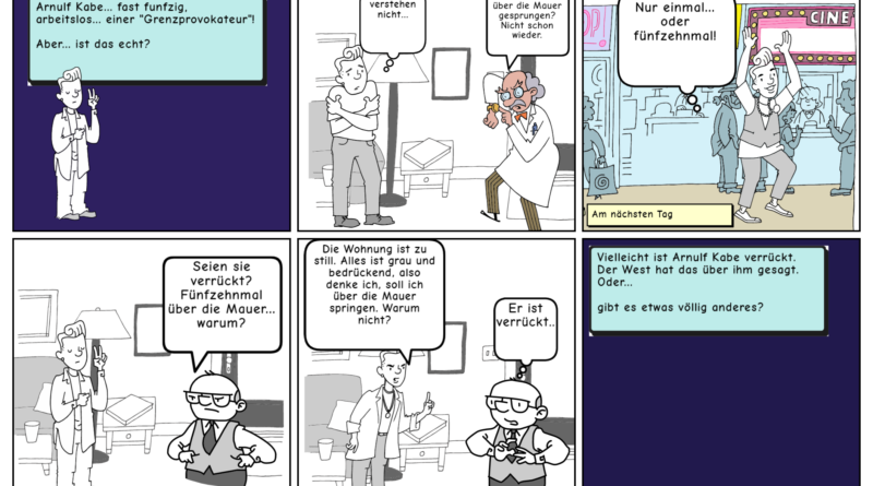 Student-created comic strip relating story of Herr Kabe (shared with permission of the student)