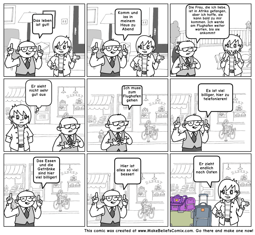 Student-created comic strip relating story of Gerhard Schalter (shared with permission of the student)