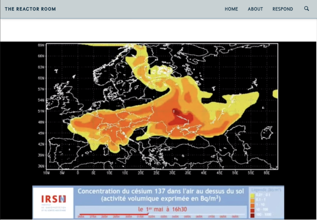 Screenshot of “Chernobyl: Global News Coverage,” Radiation Visualization