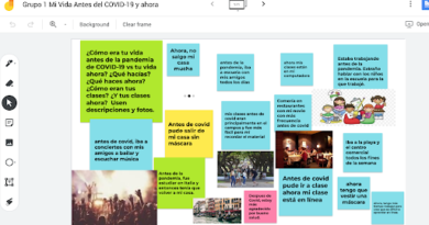 Photo 1 - Jamboard group task from an intermediate Spanish class comparing life before COVID-19 vs. now.
