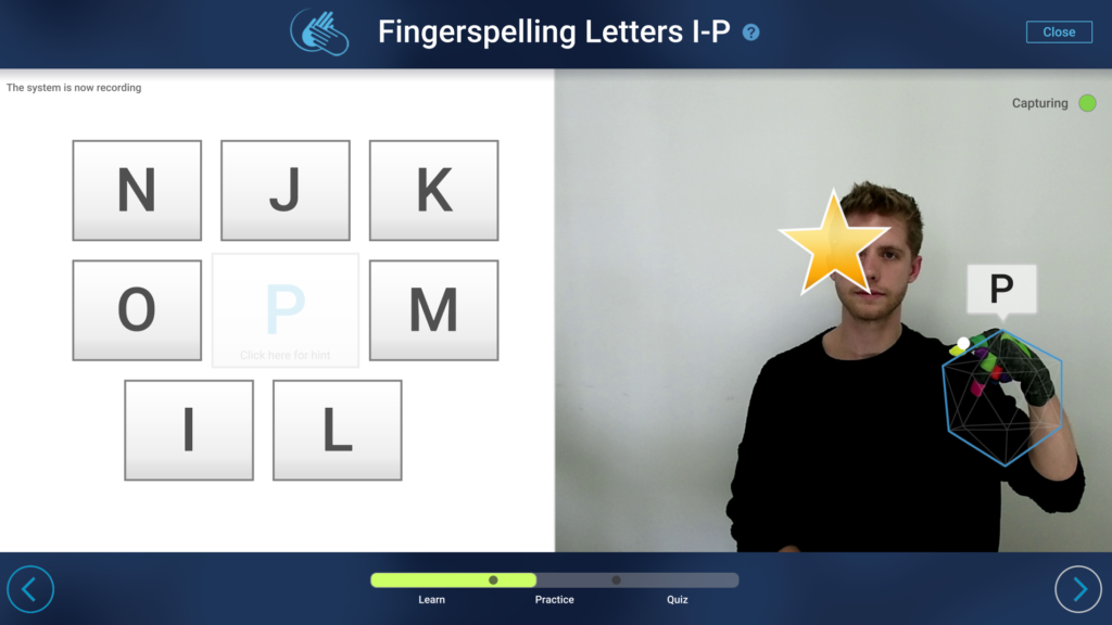 Picture 5 - SignAll Learn Lab Fingerspelling practice