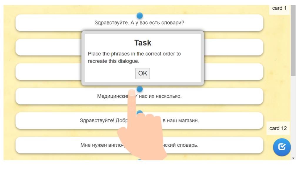 Picture 4: Example of an ordering activity for partner tasks on Zoom. 