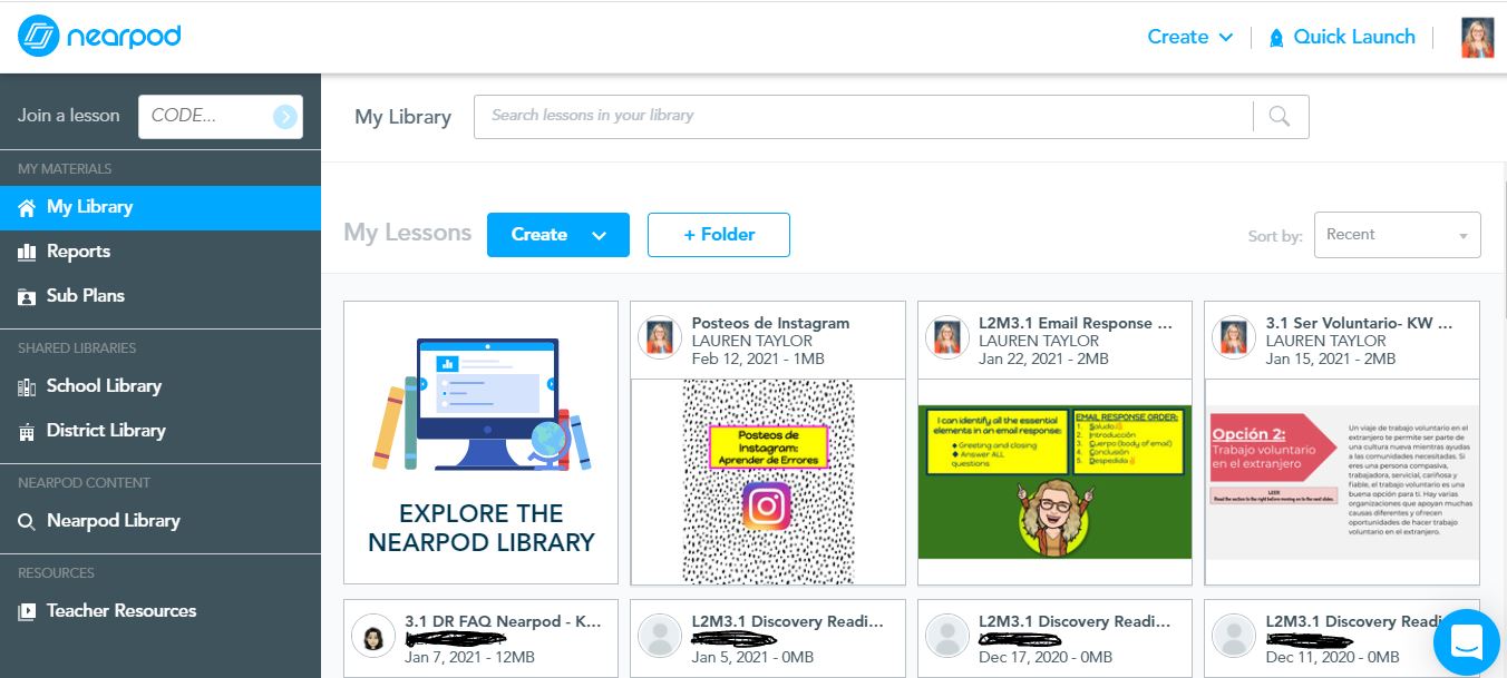 Picture 1 - Your Nearpod library is where your personal creations are stored, along with any Nearpods created by others that you have added to your library.