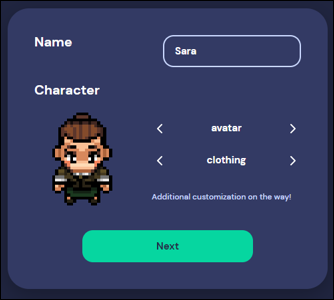 Picture 2- Users choose their avatar from a selection of pre-designed characters. 