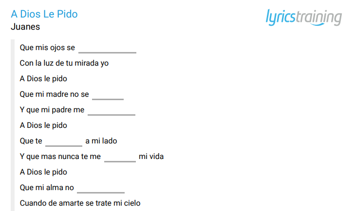 Picture 8- Print Option, Subjunctive - lyrics with blanks in them