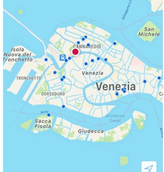 Picture 5 - Screenshot of izi.Travel landing page as seen from the mobile app - map of Venezia