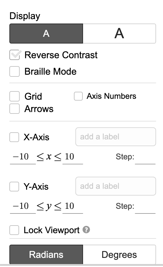 Picture 10 - Uncheck the Grid, X-Axis, and Y-Axis to remove the graph interface - has checkboxes for "grid", "x-axis", "y-axis"