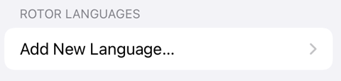 Picture 4. Rotor Languages control panel in iOS - Add new language