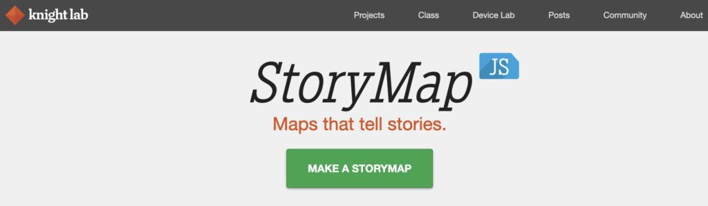 logo picture - StoryMap - Maps that tell stories - button that says Make a Storymap