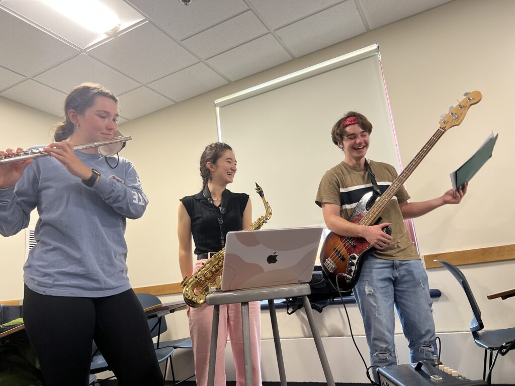 Picture 1 - Students singing "Kalinka" - flute, saxophone, and bass