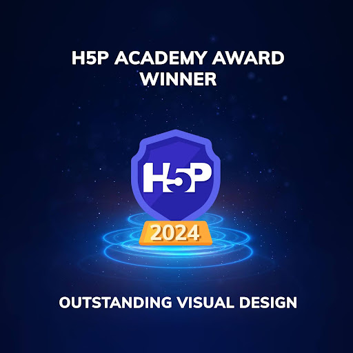 Picture 17 - The virtual badge I received from H5P; H5P Academy Award Winner for Outstanding Visual Design badge 