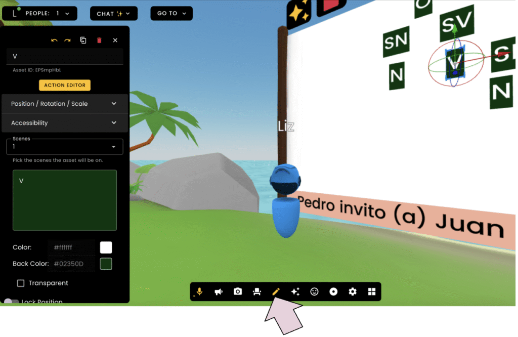 Picture 5 — Edit mode (pencil icon, indicated with pink arrow); edit menu (left-hand side of screen); Move widget on puzzle piece (right-hand side) - The pencil icon (indicated with a pink arrow) is shown opening edit mode, with the edit menu displayed on the left-hand side of the screen. The move widget is visible on a puzzle piece on the right-hand side of the screen.