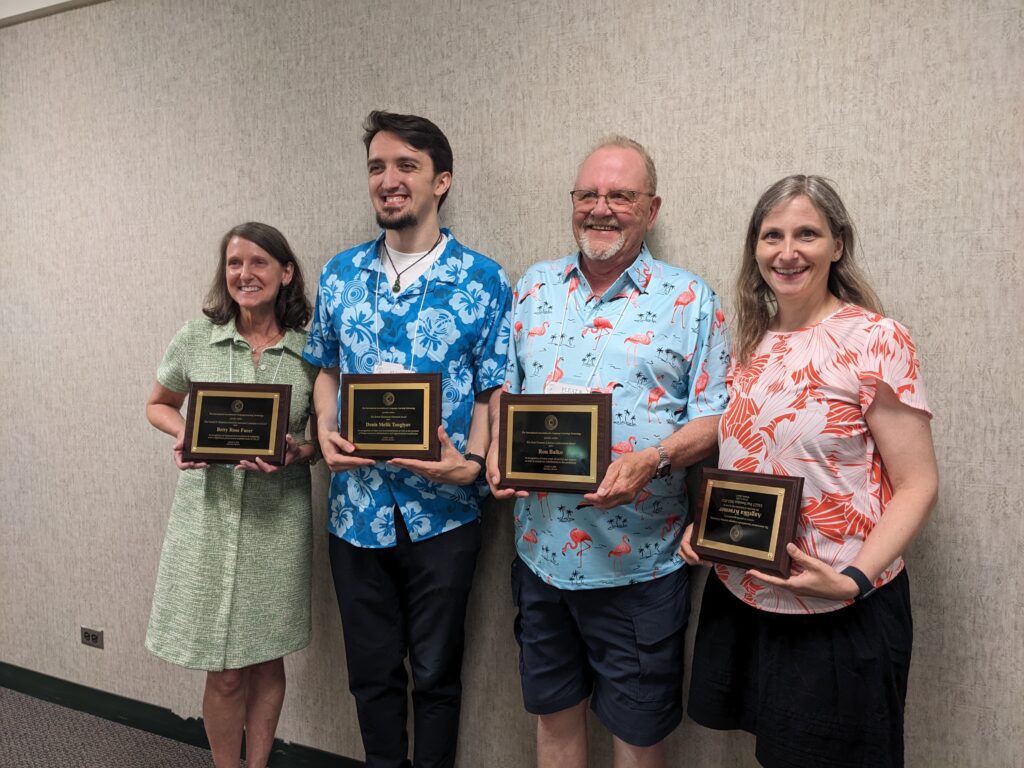 Picture 10 - Some of the award winners and people honored for their service to IALLT this year: Betty Rose Facer, Denis Uebiyev, Ron Balko, and Angelika Kraemer; Photo credit: Shannon Donnally Quinn