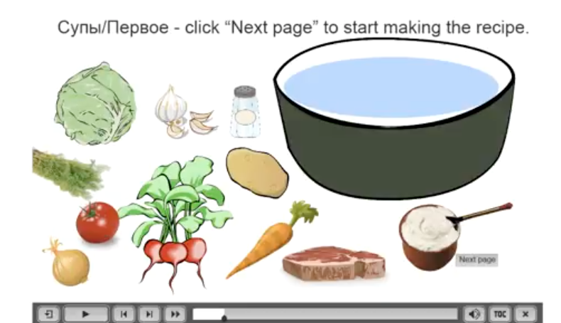 Picture 2 - Borshch-making simulation - has a bowl with vegetables sitting next to the bowl