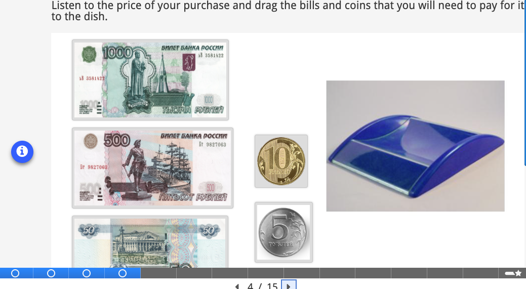 Picture 4 - Drag and drop activity - has money and then a picture of the dish