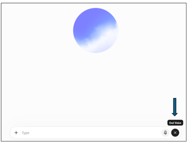 Picture 2 - ChatGPT Voice Button to Stop Conversation - there is an arrow pointing to a button on the right side of the screen