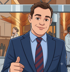 cartoon version of a man in a business suit