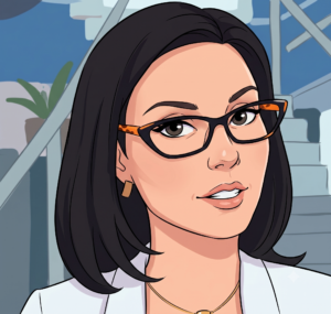 cartoon version of a woman in glasses