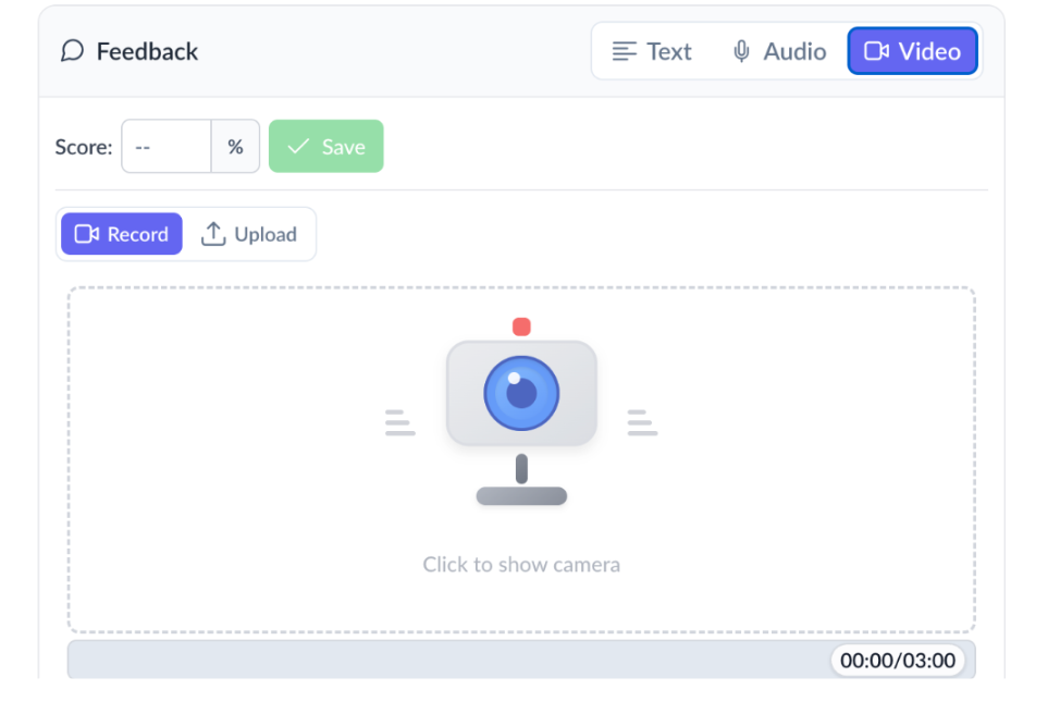Picture 2 – LingoLesson Feedback Editor - can give feedback with text, audio, video